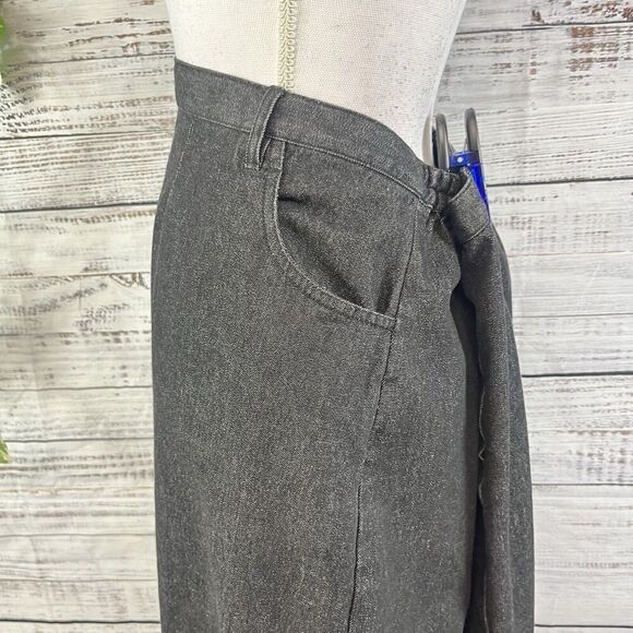 Denim & Co Skirt Plus size 1X Black Denim Jean Long Straight Floral Embroidery - Picture 9 of 14